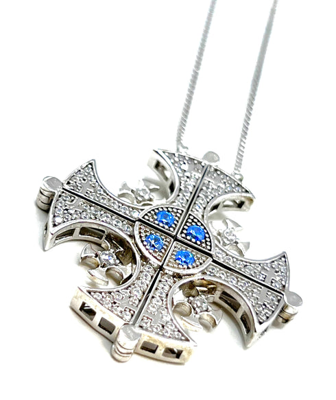 Sterling Classic Jerusalem Cross Opening Magnetic Necklace